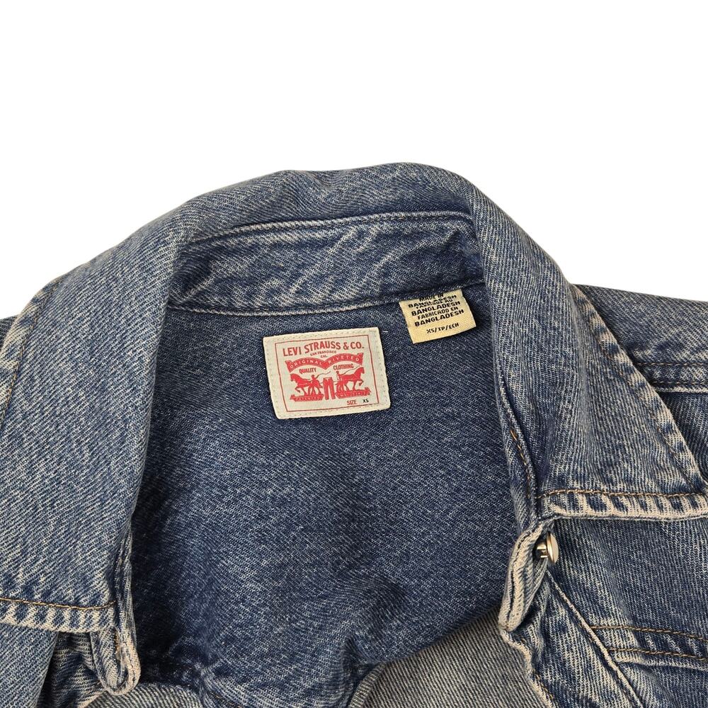 Womens Levi Strauss Oversize Western Shirt Dylan Size XS Blue Denim Thick Jacket - Picture 5 of 6